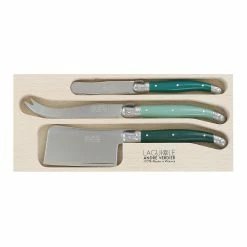 Laguiole By Andre Verdier Debutant 3 Piece Cheese Knife Set Green