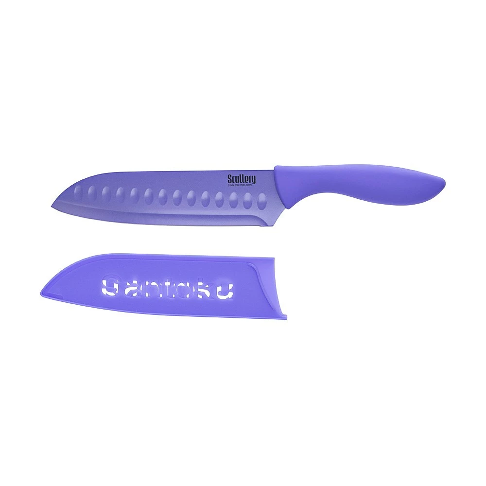 Scullery Kolori Stainless Steel Santoku Knife 17cm Purple 4 Scullery Kolori Stainless Steel Santoku Knife 17cm Purple - Image 2