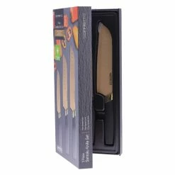 Soffritto 3 Piece Antibacterial Stainless Steel Santoku Knife Set Gold -Knives Sales Store HIM 1034660 3