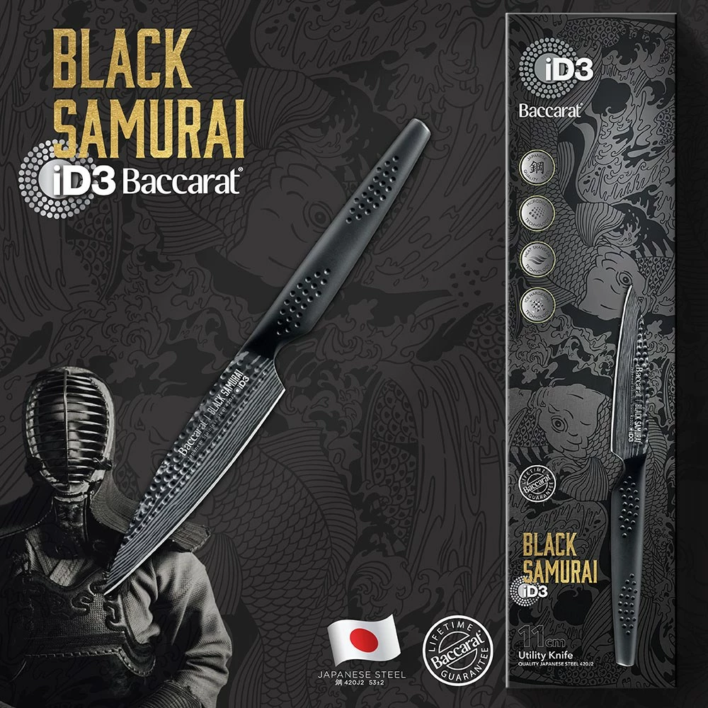 Baccarat ID3 Black Samurai Utility Knife 11cm 6 Baccarat ID3 Black Samurai Utility Knife 11cm - Image 4