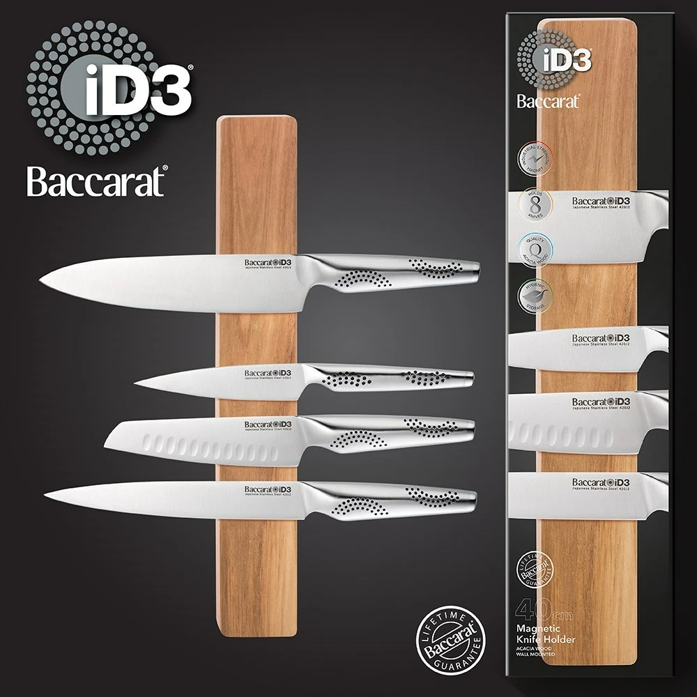Baccarat ID3 Magnetic Acacia Wood Wall Mounted Knife Holder 40cm Brown 6 Baccarat ID3 Magnetic Acacia Wood Wall Mounted Knife Holder 40cm Brown - Image 5