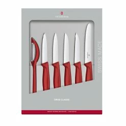 Victorinox Swiss Classic Stainless Steel 6 Piece Paring Knife Set Red